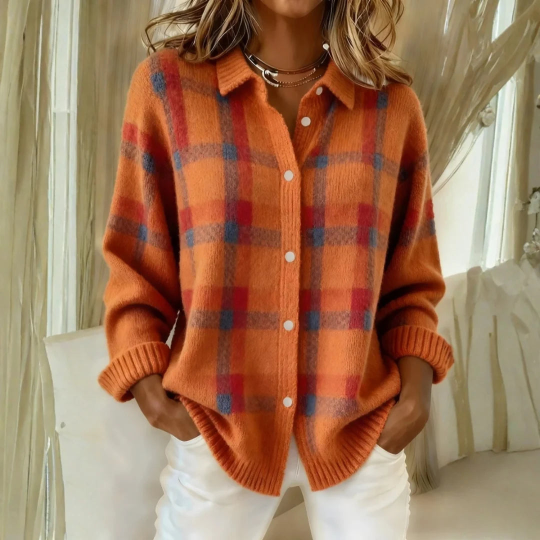 Evelyn | Plaid Knit Cardigan