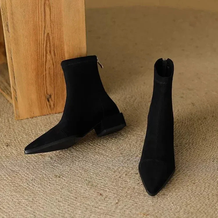 Delphine Suede Pointed Ankle Boots