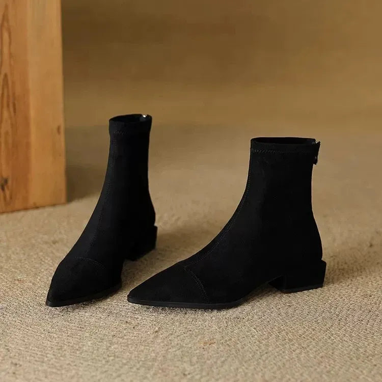 Delphine Suede Pointed Ankle Boots