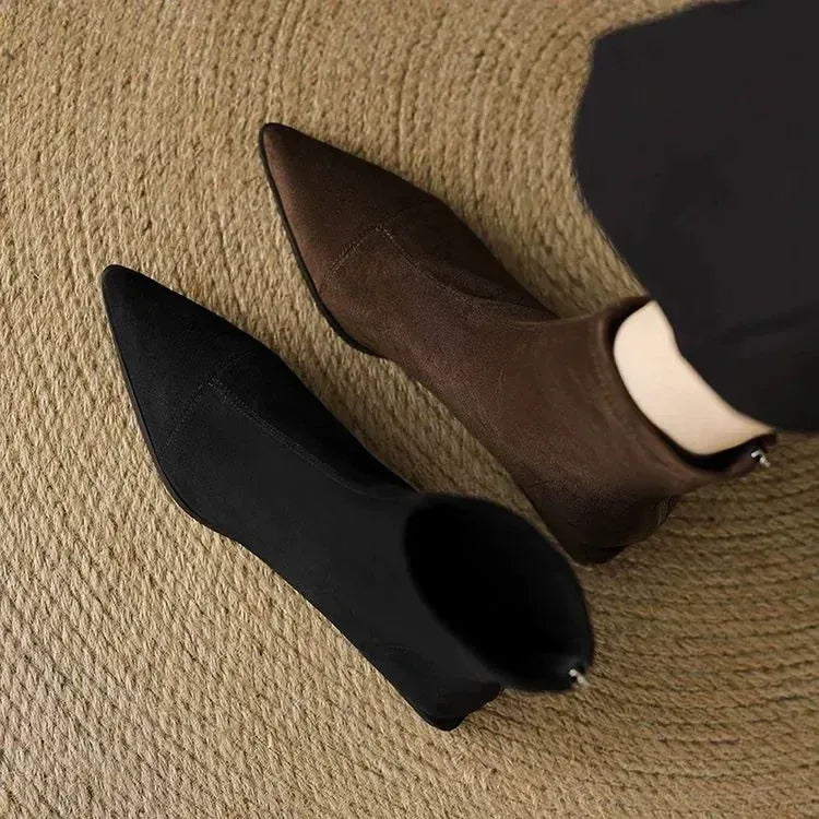 Delphine Suede Pointed Ankle Boots