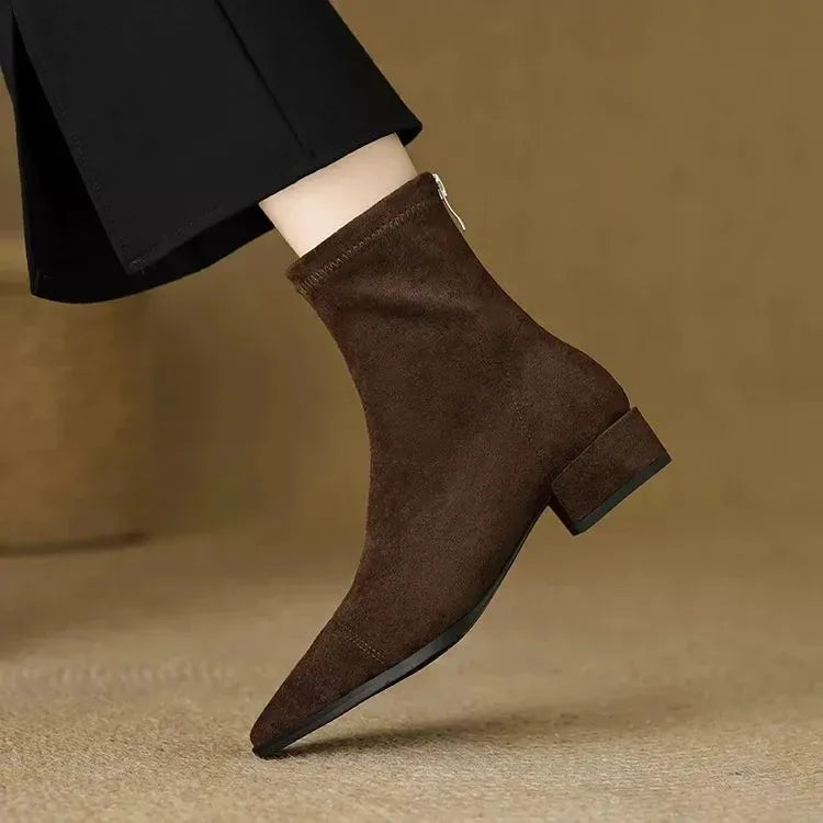 Delphine Suede Pointed Ankle Boots