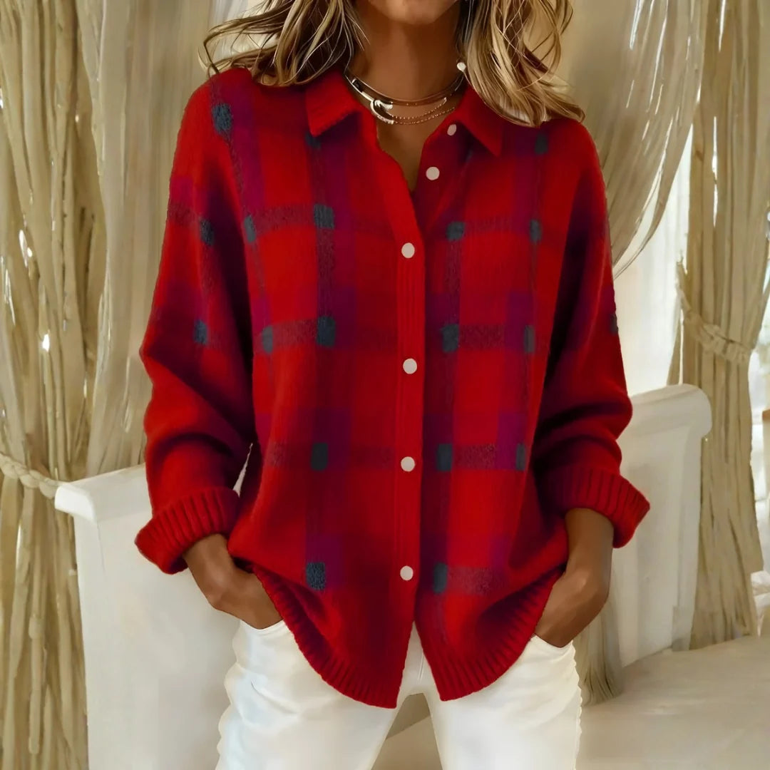 Evelyn | Plaid Knit Cardigan