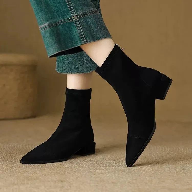 Delphine Suede Pointed Ankle Boots