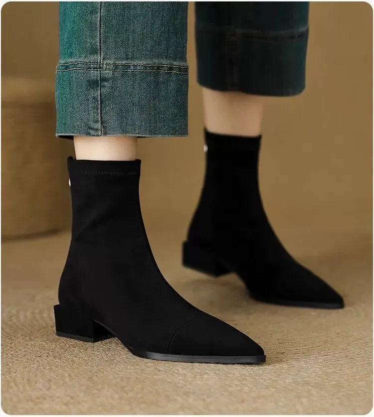 Delphine Suede Pointed Ankle Boots