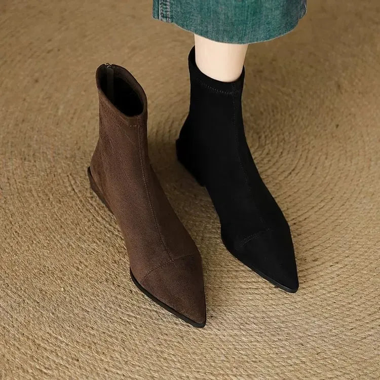 Delphine Suede Pointed Ankle Boots